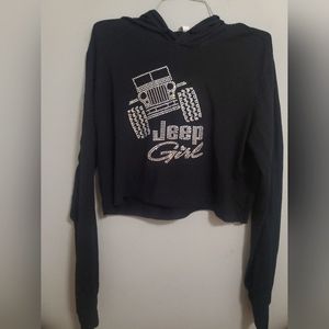 Short top hoodie  black customize jeep girl